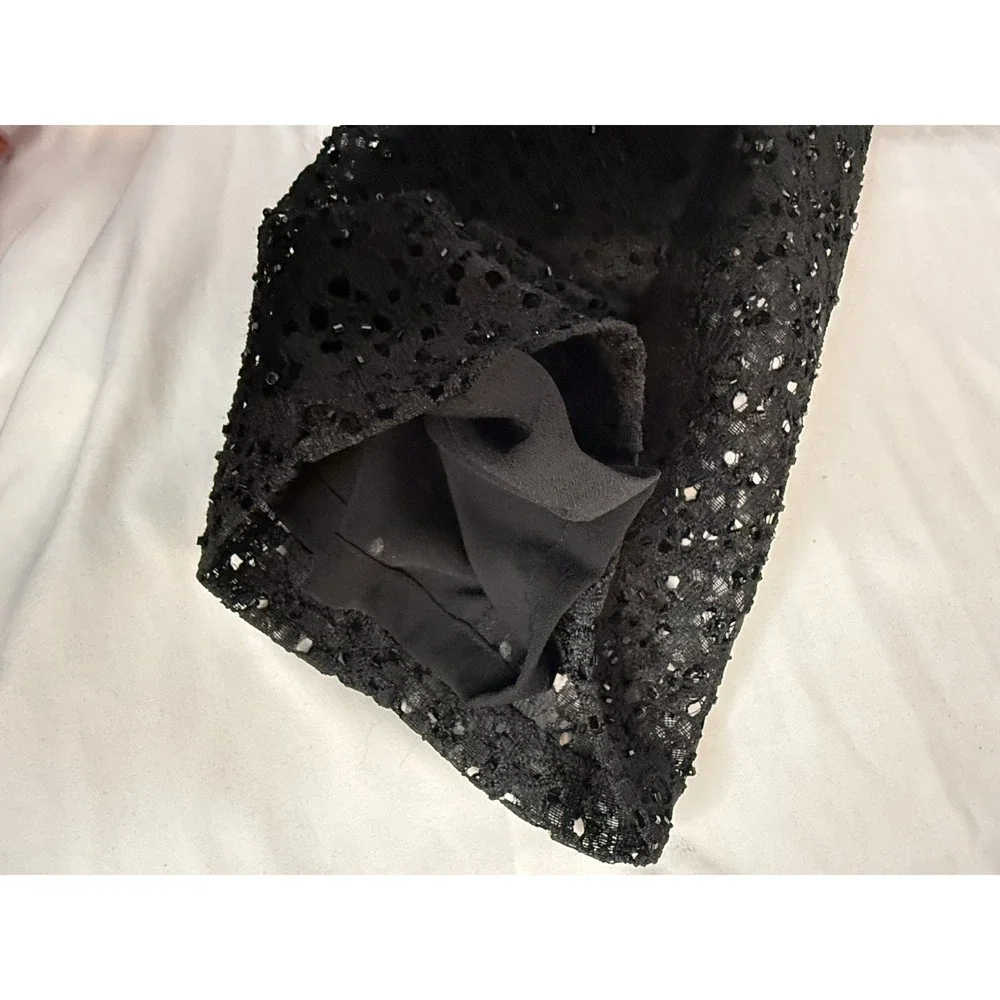 Veronique Young‎ Black Beaded Lace Pants Size 10 Formal Evening Glam
